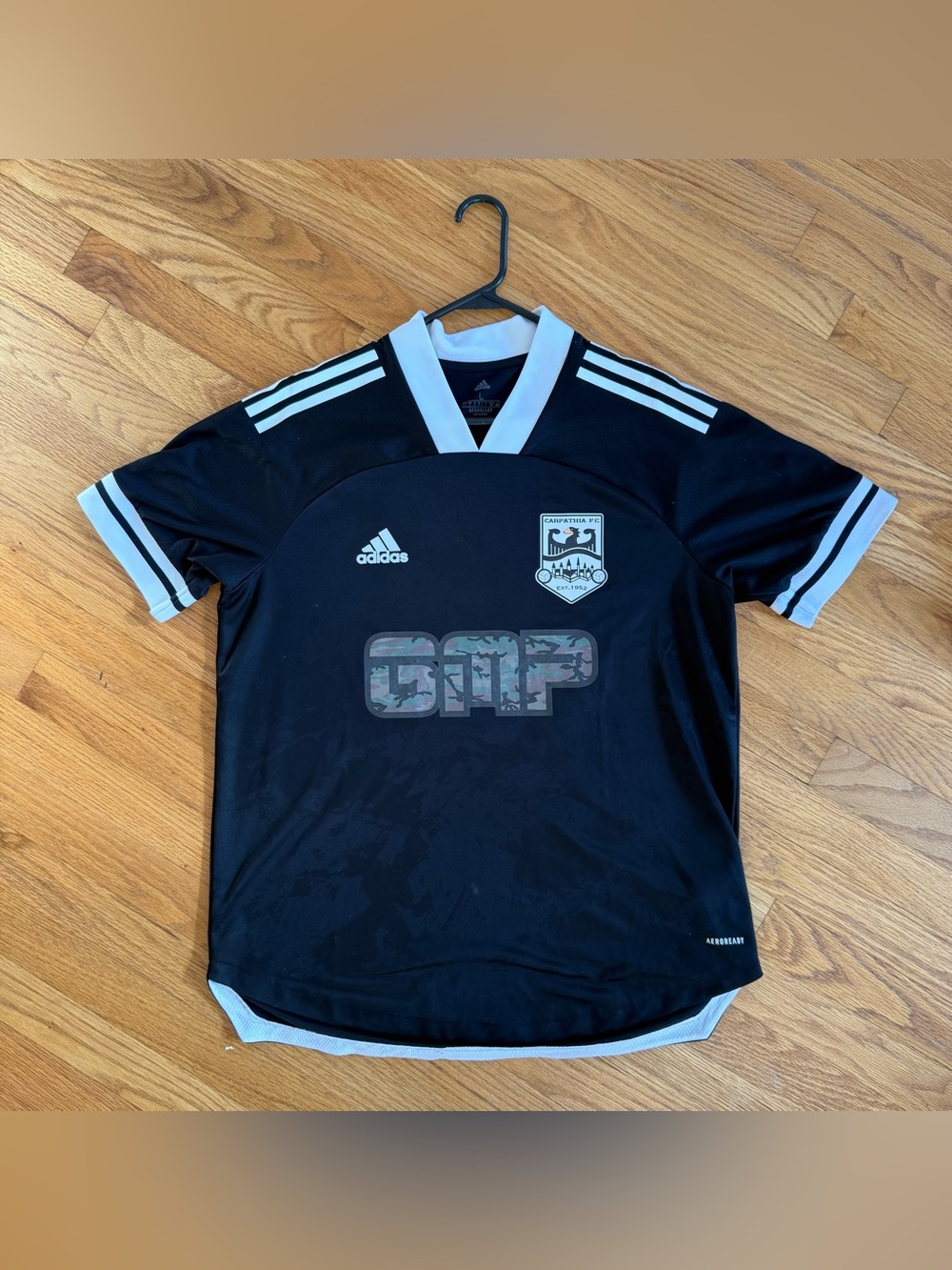 Adidas Carpathia FC Soccer Jersey M Black Camo GMP 28